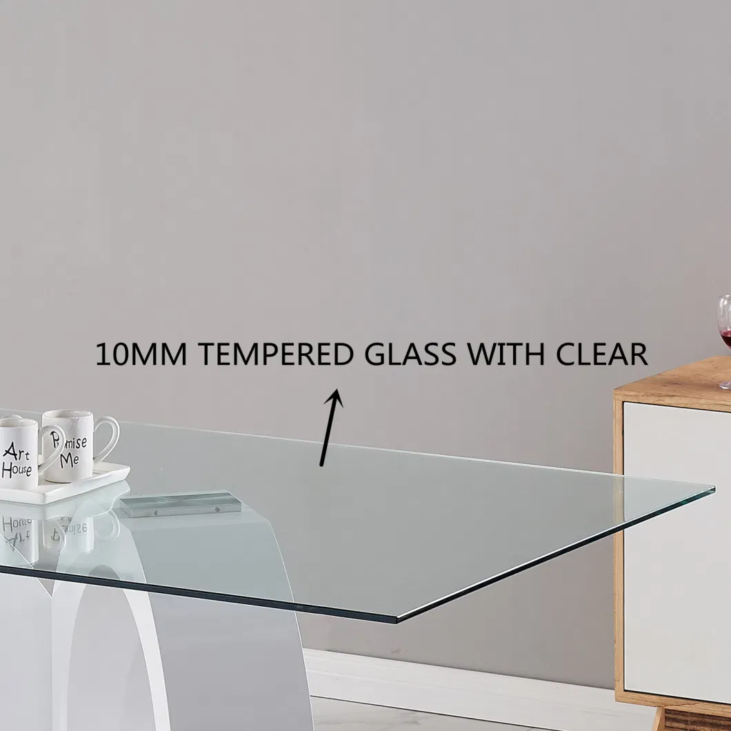 Wholesale MDF with Glass Stainless Steel Cover White Dining Table Basic Customization