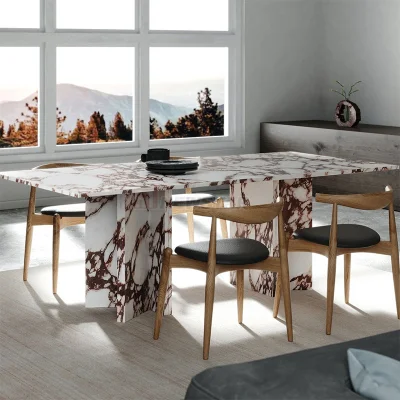 Newstar Минималистская роскошная мебель для дома Мраморный обеденный стол Ресторанный стол Calacatta Золотой обеденный стол